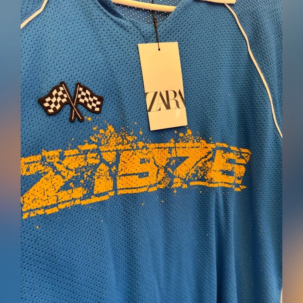 Blue and Yellow Graphic Polo Shirt - Picture 2 of 5